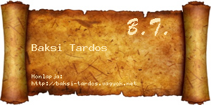 Baksi Tardos névjegykártya